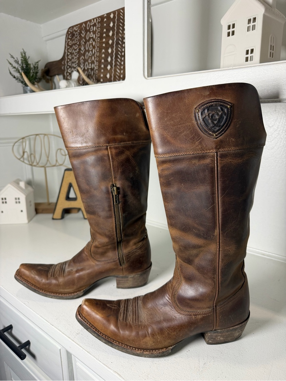 Ariat Womens 8B Brown Leather Tall Riding Boots Western Equestrian Zip